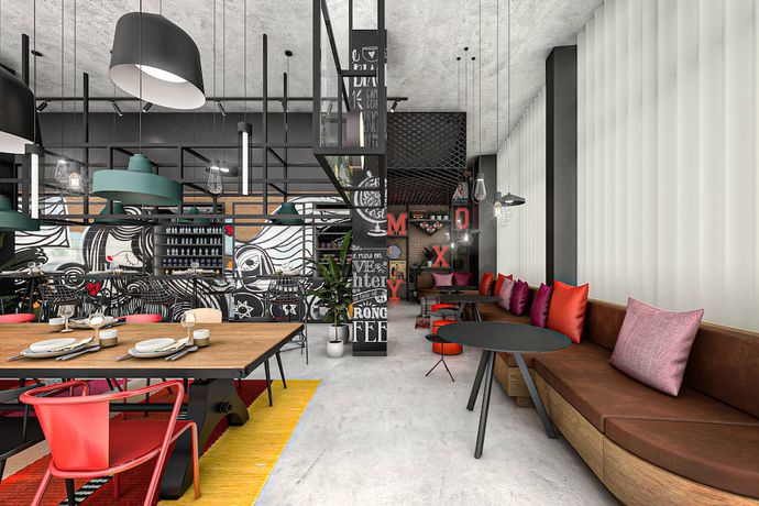 Imagen del bar/restaurante del Hotel Moxy Lisbon City. Foto 2