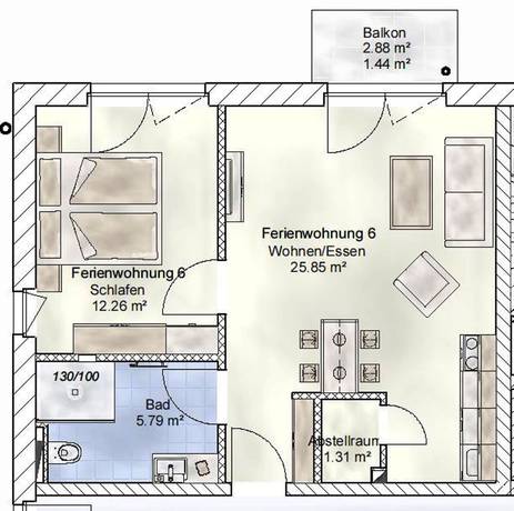 Imagen de la habitación del Hotel Sporthotel Neuruppin - Apartmenthaus mit Ferienwohnungen. Foto 12