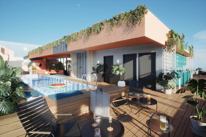 Imagen de la piscina del Hotel The Social Hub Barcelona Poblenou. Foto 17