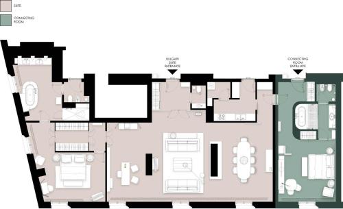 Suite Premium de 1 dormitorio con cama extragrande del hotel Bvlgari London. Foto 9