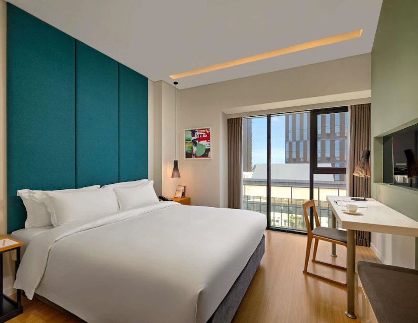 Apartamento Lujo 1 habitación Vista ciudad 1 Cama doble kitchenette del hotel Novotel Living Saigon South