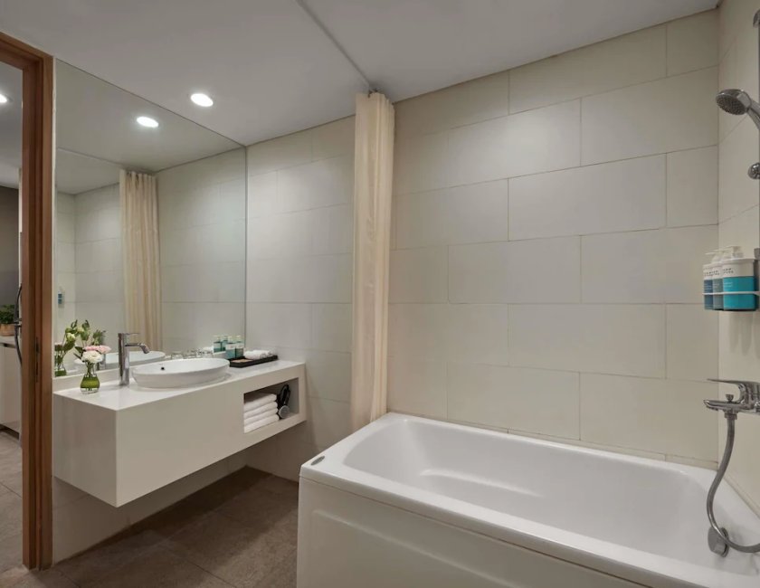 Apartamento 1 habitación Vista ciudad 1 Cama doble kitchenette del hotel Novotel Living Saigon South. Foto 5