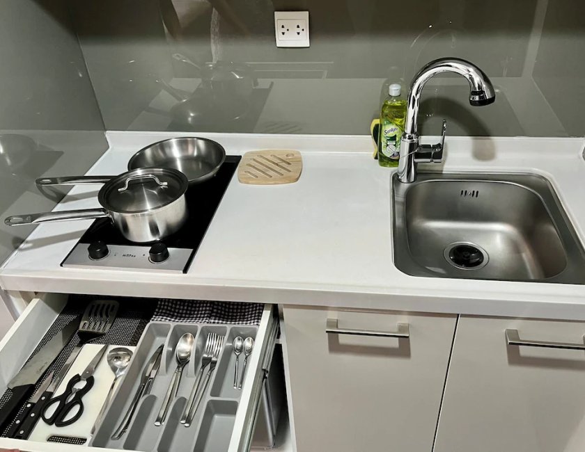 Estudio Vista ciudad 2 Camas individuales kitchenette del hotel Novotel Living Saigon South. Foto 1