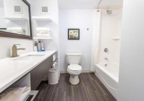 Habitación con cama extragrande y ducha a ras de suelo - Adaptada para personas con movilidad reducida del hotel Holiday Inn Express Newark Airport – Elizabeth. Foto 1