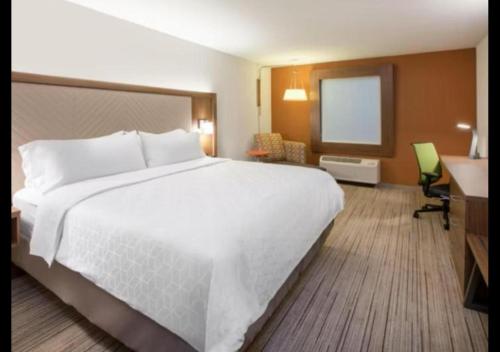 Habitación con cama extragrande y ducha a ras de suelo - Adaptada para personas con movilidad reducida del hotel Holiday Inn Express Newark Airport – Elizabeth