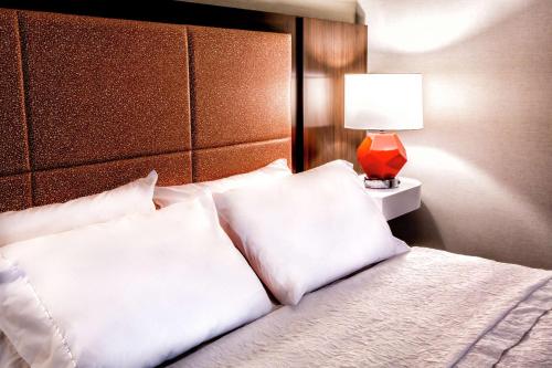 Habitación con cama extragrande y bañera accesible - Adaptada para personas con movilidad reducida y discapacidad auditiva - No fumadores del hotel Hampton Inn and Suites Staten Island