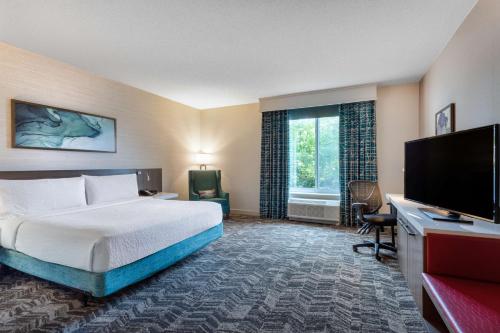 Habitación con cama extragrande y bañera accesible - Adaptada para personas con movilidad reducida del hotel Hilton Garden Inn Islip/macarthur Airport. Foto 1