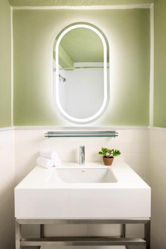 Habitación Superior con cama extragrande adaptada para personas con discapacidad - Bañera con barras de apoyo del hotel Row NYC. Foto 4