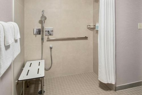 Habitación adaptada para personas con discapacidad auditiva y movilidad reducida con bañera adaptada y sofá cama - 1 cama extragrande del hotel Courtyard Newark Elizabeth. Foto 5