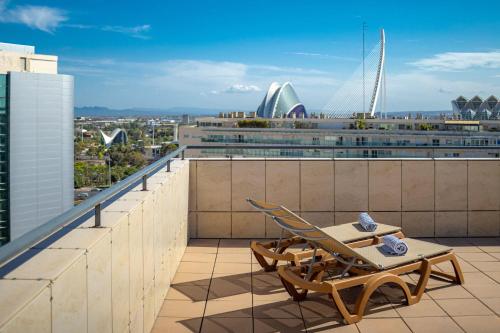 Estudio comunicado con terraza del hotel Innside Valencia Oceanic