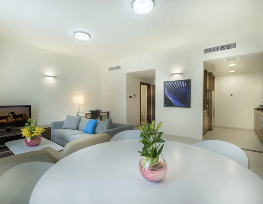 Apartamento Vista Jardín 3 habitaciones Con Cocina 3 camas dobles del hotel Adagio Abu Dhabi Al Bustan. Foto 3