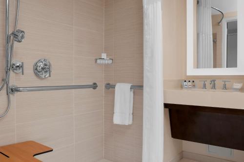 Habitación con bañera adaptada para personas con discapacidad - 2 camas grandes del hotel Hilton Garden Inn New York-Times Square Central. Foto 4