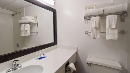 Habitación con ducha a ras de suelo adaptada para personas con discapacidad - Cama grande del hotel Albany Airport Inn. Foto 1