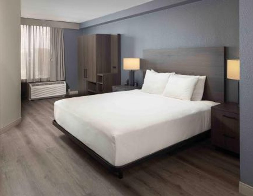 Habitación con cama grande, sofá cama y ducha accesible en silla de ruedas - Adaptada para personas con discapacidad del hotel Hyatt Place Boston/medford. Foto 2