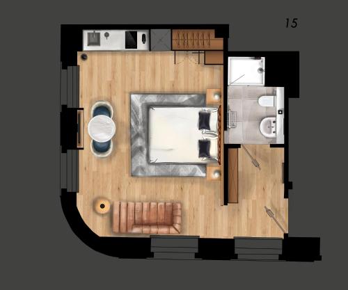 Estudio con sofá cama del hotel Suffolk Lane by Blueprint Living. Foto 9