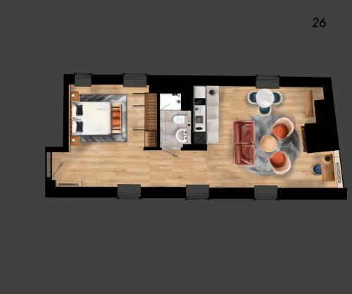 Estudio de planta abierta de 1 dormitorio del hotel Suffolk Lane by Blueprint Living. Foto 11