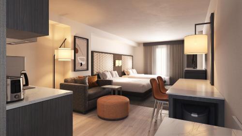 Estancia con 2 camas queen y sofá - cama con cocina del hotel Hyatt House Washington DC Downtown Convention Center
