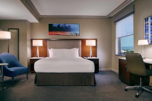 Habitación con cama extragrande y vistas al lago - Adaptada para personas con movilidad reducida del hotel Hilton Chicago. Foto 3