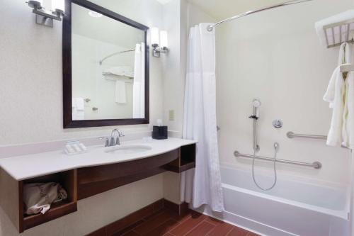 Habitación con cama extragrande y bañera accesible - Adaptada para personas con movilidad reducida del hotel Hilton Garden Inn Rochester Downtown, Ny. Foto 3