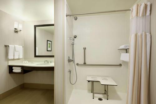 Habitación King con ducha a ras de suelo - accesible para movilidad reducida del hotel Hilton Garden Inn Rochester/pittsford. Foto 2