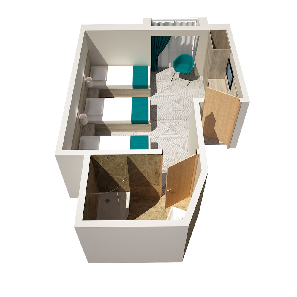 Habitación triple clásica, 3 camas individuales, baño privado del hotel The Lion and Key. Foto 17