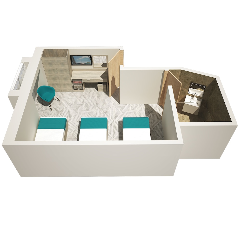 Habitación triple clásica, 3 camas individuales, baño privado del hotel The Lion and Key. Foto 18