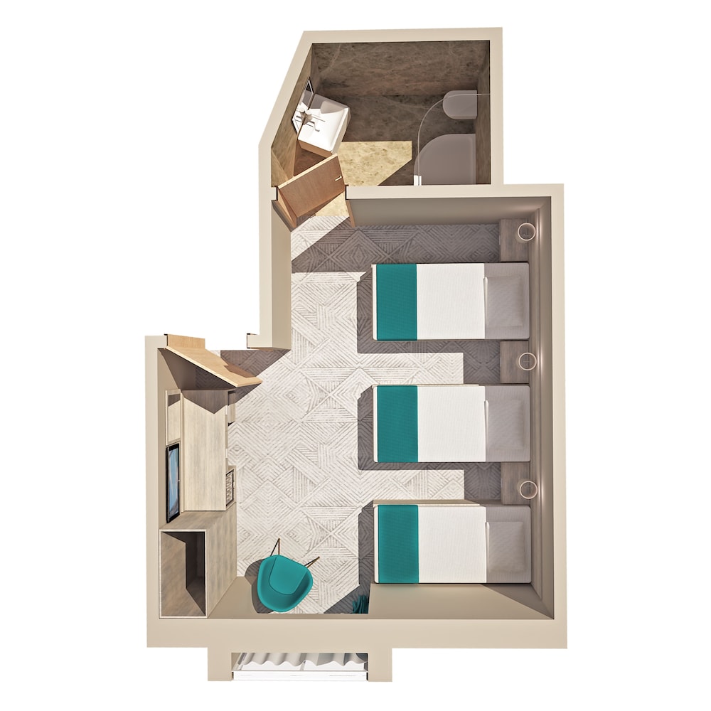 Habitación triple clásica, 3 camas individuales, baño privado del hotel The Lion and Key. Foto 19