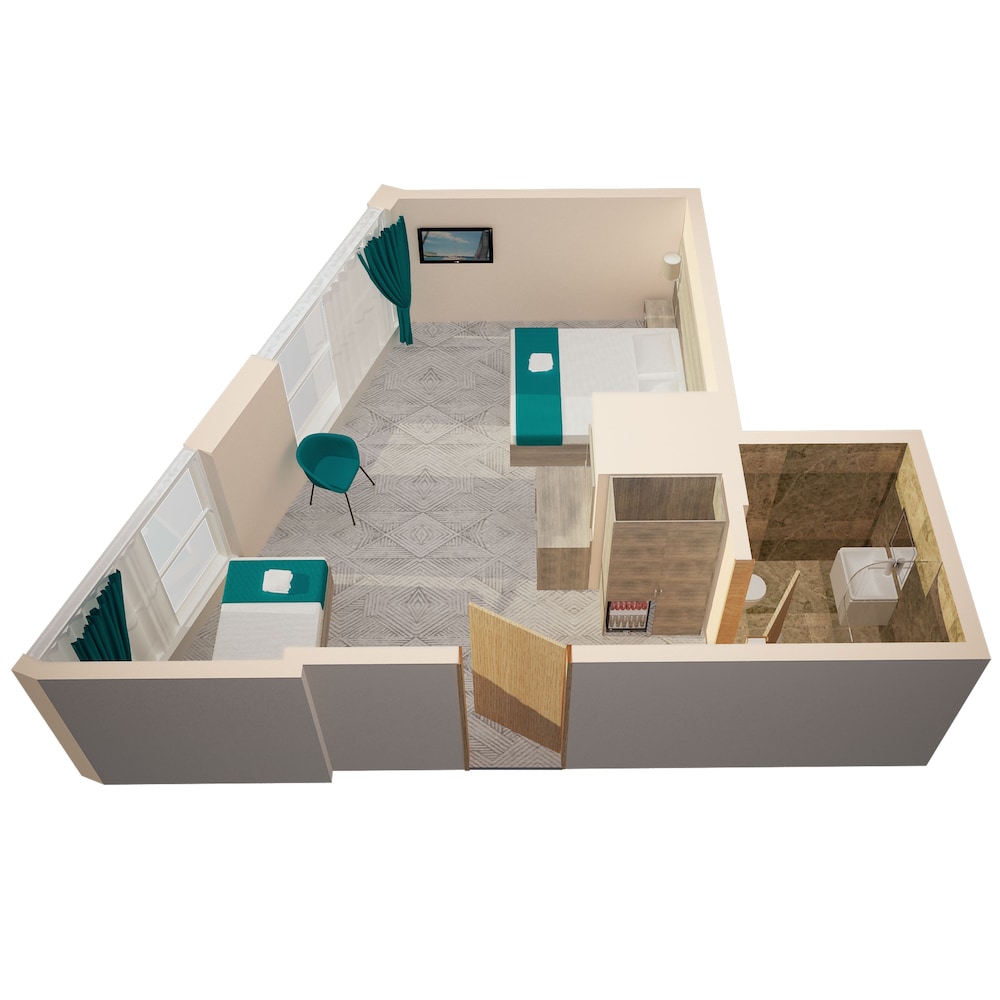 Habitación triple familiar, baño privado del hotel The Lion and Key. Foto 18