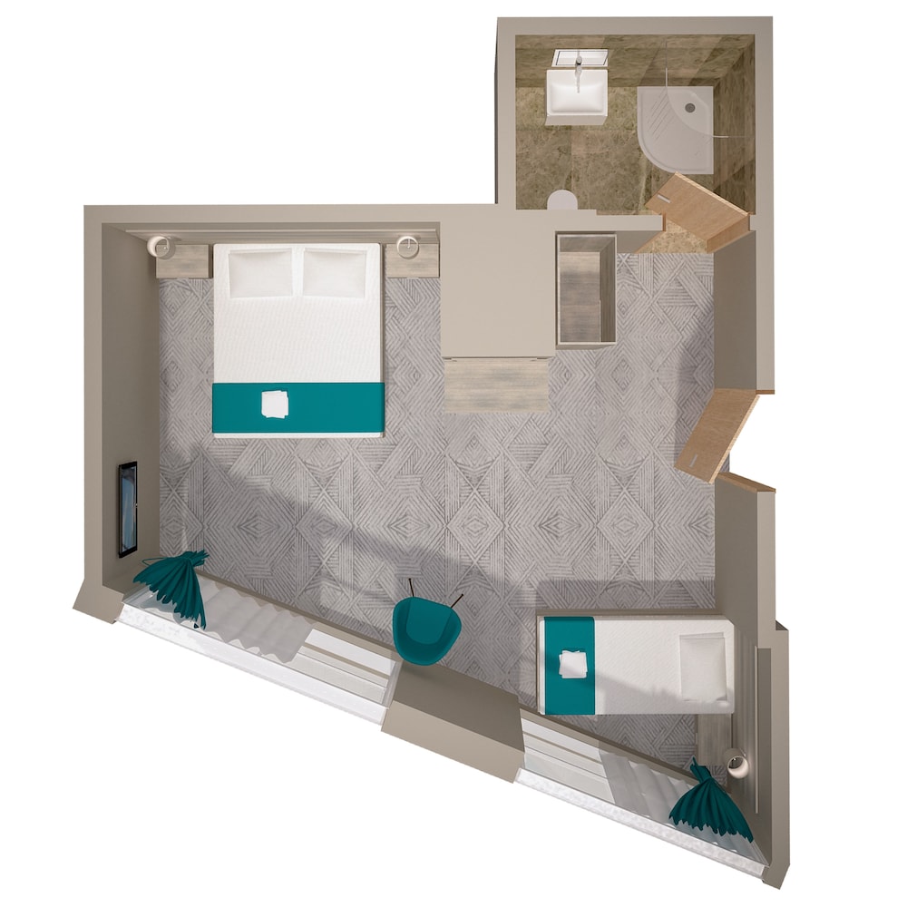 Habitación triple familiar, baño privado del hotel The Lion and Key. Foto 19