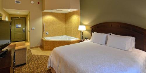 Habitación con cama extragrande y bañera de hidromasaje del hotel Hampton Inn Geneseo. Foto 2