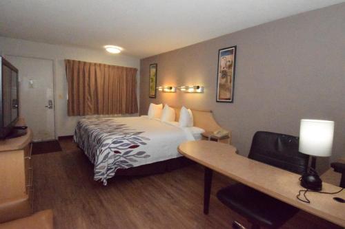 Habitación Superior adaptada para personas con movilidad reducida - 1 cama extragrande - No fumadores del hotel Red Roof Inn Buffalo Hamburg. Foto 3