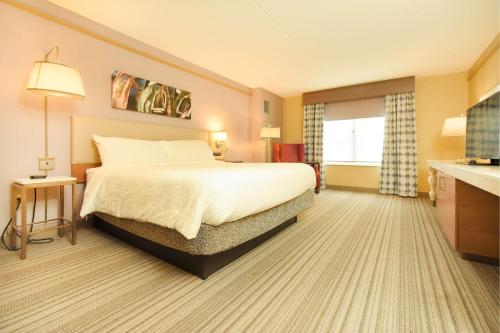 Habitación con cama extragrande y bañera - Adaptada para personas con discapacidad auditiva del hotel Hilton Garden Inn Saratoga Springs. Foto 5