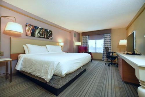 Habitación con cama extragrande y bañera - Adaptada para personas con discapacidad auditiva del hotel Hilton Garden Inn Saratoga Springs. Foto 8