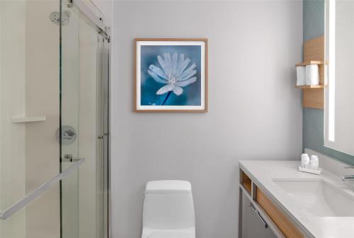 Habitación con cama extragrande y ducha del hotel Hilton Garden Inn Queens/jfk Airport. Foto 4