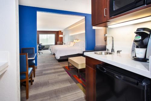 Suite adaptada para personas con discapacidad auditiva y equipada con ducha accesible en silla de ruedas - No fumadores del hotel Holiday Inn Express & Suites Rochester Webster. Foto 4