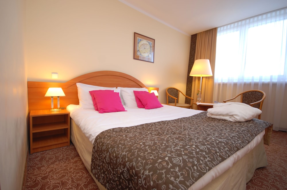 Habitación Standard con una cama doble y sofá del hotel Mercure Torun Centrum. Foto 1