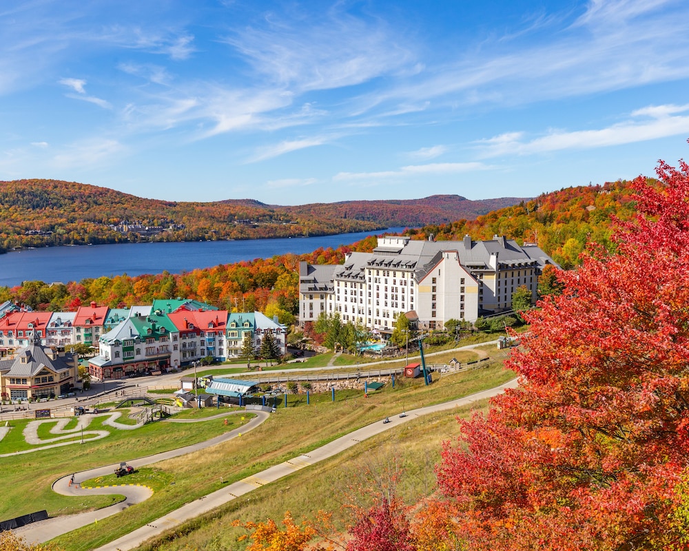 RESIDENCE ONE BEDROOM Queen - 530sf, 49sm, Vistas al pueblo, Salón con sofá cama del hotel Fairmont Tremblant. Foto 1