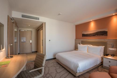 Habitación con cama grande adaptada para personas de movilidad reducida del hotel Hampton By Hilton Freiburg