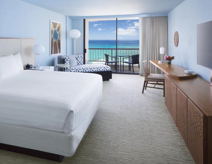 Habitación, 1 cama de matrimonio grande, frente al mar del hotel Hyatt Regency Waikiki Beach Resort and Spa. Foto 3