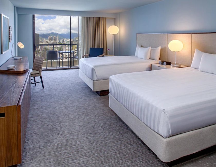 Habitación, 2 camas de matrimonio, vistas a la ciudad (High Floor, Waikiki View) del hotel Hyatt Regency Waikiki Beach Resort and Spa