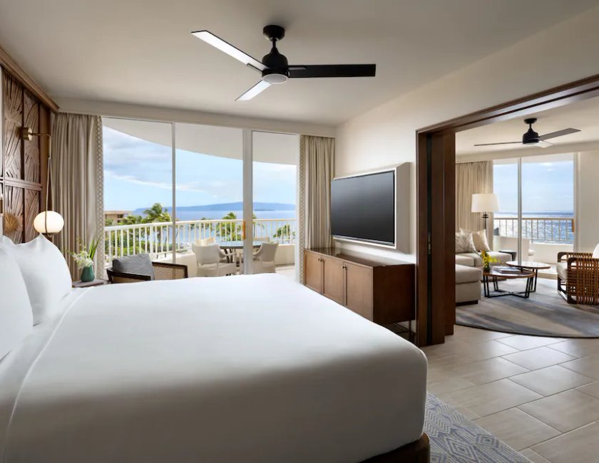 Suite Panorámica, 1 dormitorio, Suite de esquina Kilohana (1 cama King) del hotel The Fairmont Kea Lani. Foto 2
