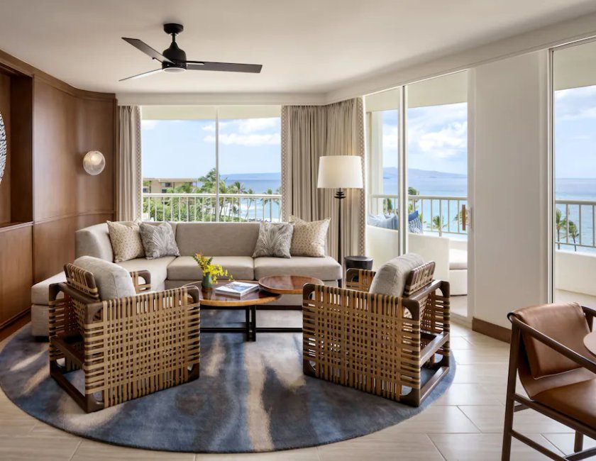 Suite Panorámica, 1 dormitorio, Suite de esquina Kilohana (1 cama King) del hotel The Fairmont Kea Lani. Foto 4