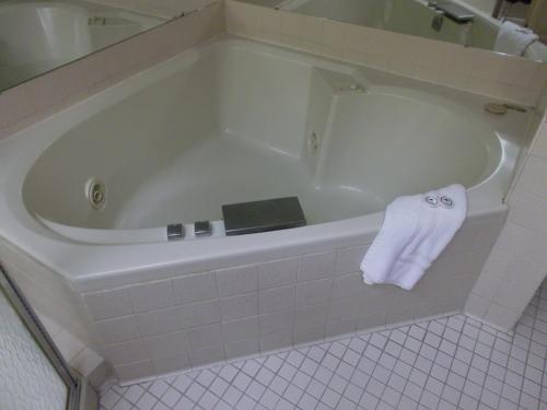 Habitación con cama extragrande, bañera de hidromasaje y vistas al río del hotel Bonnie Castle Resort & Marina. Foto 1