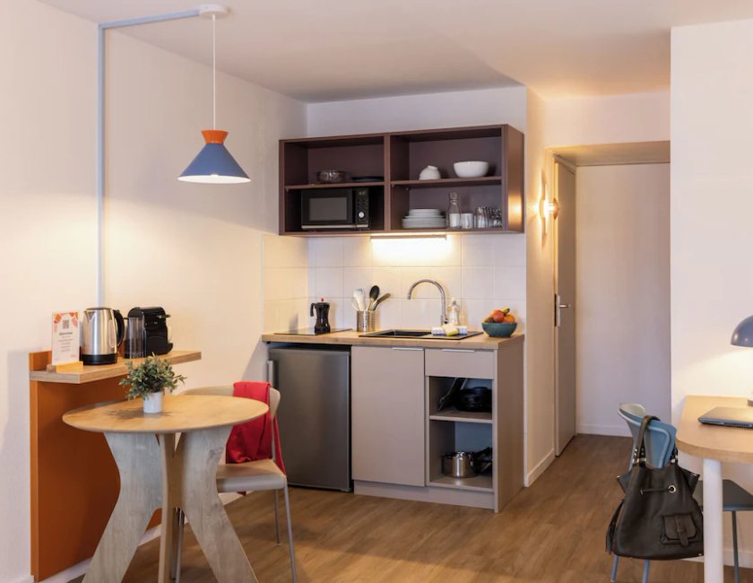 Estudio 1 Cama doble kitchenette del hotel Adagio Access Toulouse Jolimont. Foto 6