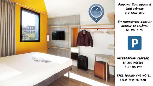 Habitación Doble con cama doble grande del hotel Ibis Budget Amiens Centre Gare. Foto 9