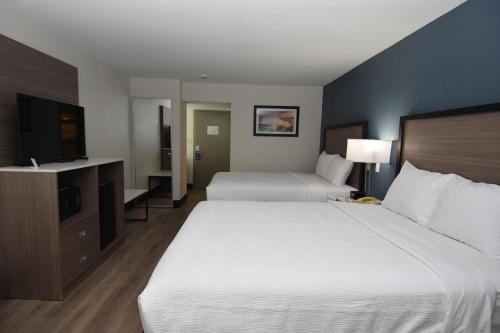 Habitación adaptada para personas con movilidad reducida con 2 camas grandes y ducha accesible en silla de ruedas - No fumadores del hotel Baymont by Wyndham Batavia - Darien Lake. Foto 7