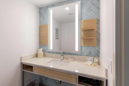 Suite con cama extragrande y sofá cama del hotel Hilton Garden Inn Ithaca