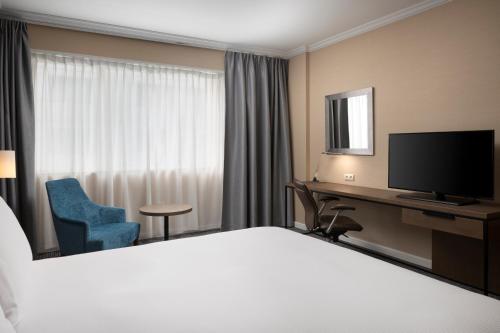 Habitación adaptada para personas de movilidad reducida con 1 cama extragrande del hotel Hilton Paris Charles de Gaulle Airport. Foto 3