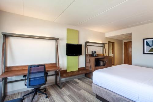 Habitación Doble Estándar con cama grande y sofá cama del hotel Holiday Inn Express Hauppauge-Long Island. Foto 6