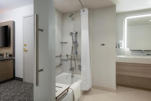 Habitación Superior con 1 cama extragrande y bañera adaptada para personas de movilidad reducida/con discapacidad auditiva del hotel Hilton Los Angeles Airport. Foto 1